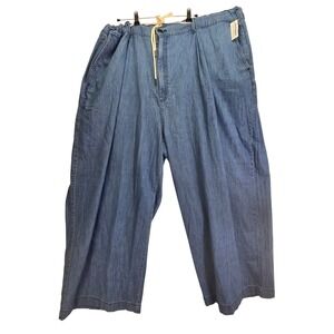 Old Navy Pull On Jeans Womens Plus Sz 30‎ Blue 54x29 Drawcord Lightweight NEW